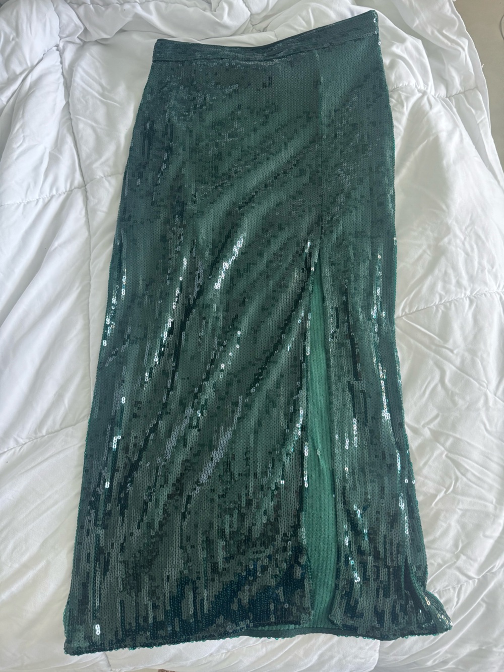 H&M Dark Green Sequin Maxi Skirt